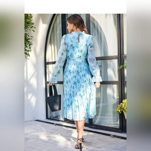 ANRABES WOMEN Floral Blue Dress - Picture 3 of 10